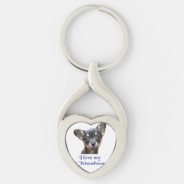 Ilovemychiwawatee Twisted Heart Silverfärgad Nyckelring (Framsidan)