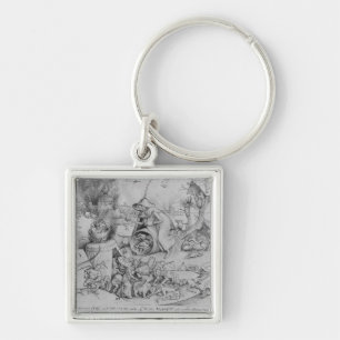 Ilska 1557 fyrkantig silverfärgad nyckelring