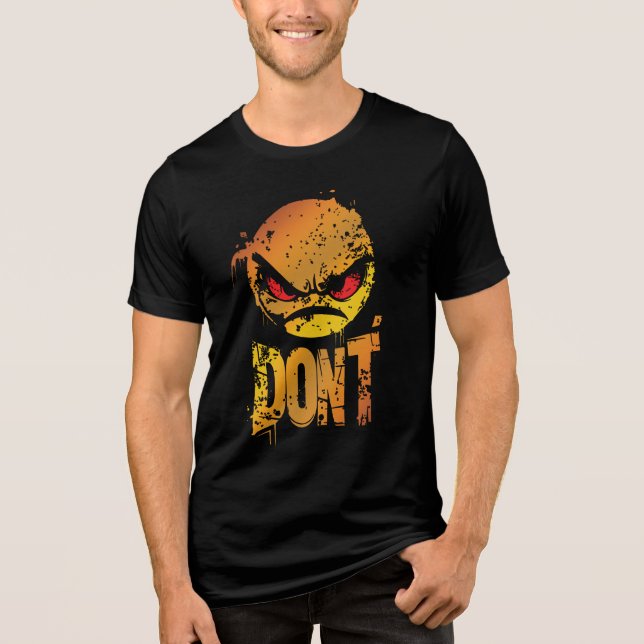 Ilska Ansikte Emoji med texten 'INTE' T Shirt (Framsida)