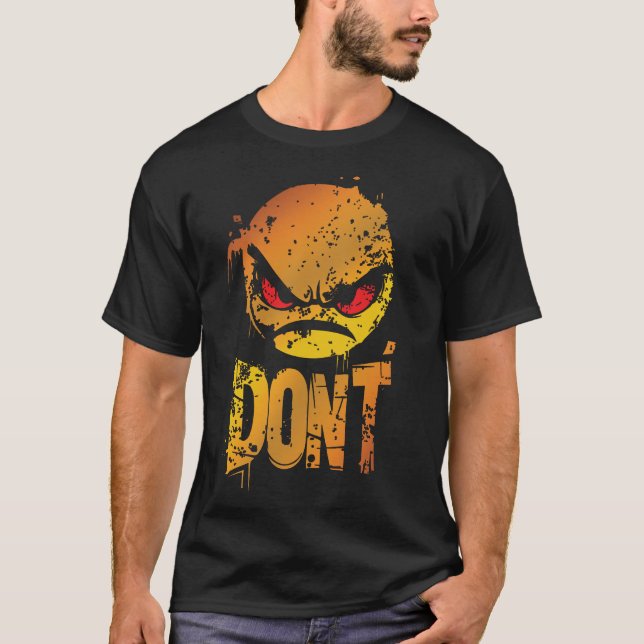 Ilska Ansikts-Emoji med texten 'INTE' T Shirt (Framsida)