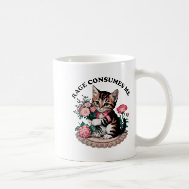 Ilska förtär mig katt blomma söt kattunge katt mem kaffemugg (Höger)