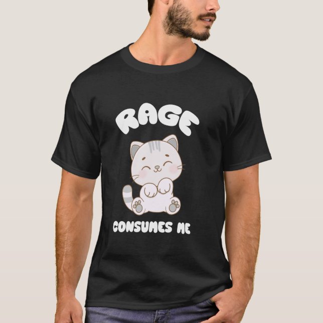 Ilska förtär mig katt meme t shirt (Framsida)
