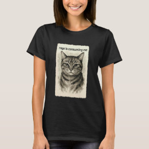 Ilska förtär mig Roligt dumt stirrande katt Meme  T Shirt