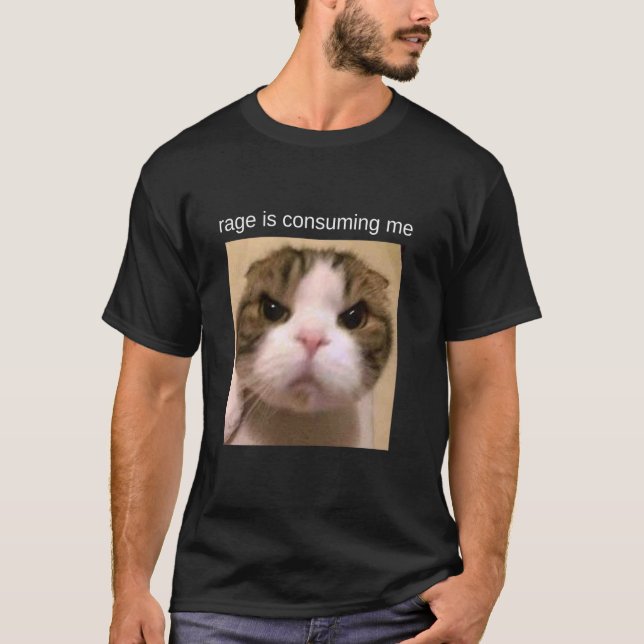 Ilska Förtärar Mig Dumma Stirrande Katt Meme T Shirt (Framsida)