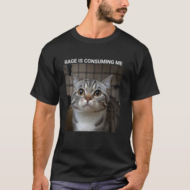 Ilska Förtärar Mig Dumma Stirrande Katt Meme T Shirt (Framsida)