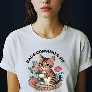 Ilska Förtärar Mig Katt Blomma Söt Kisse Katt Meme T Shirt