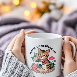 Ilska Förtärar Mig,Katt Blomma,Sött Katt Katt Meme Mugg