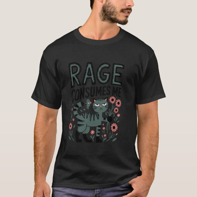 Ilska Förtärar Mig Roligt Katt Meme T Shirt (Framsida)