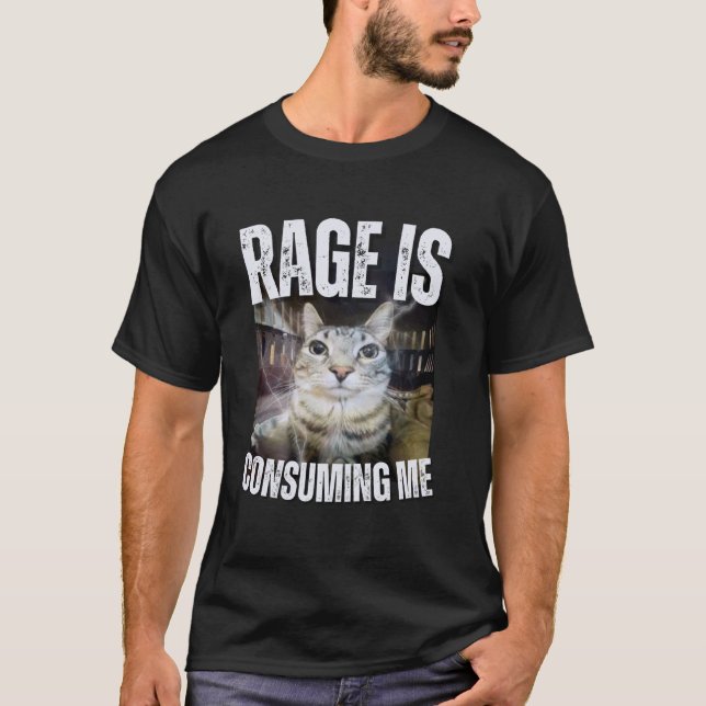 Ilska Förtärar Mig Roligt Katt Meme T Shirt (Framsida)