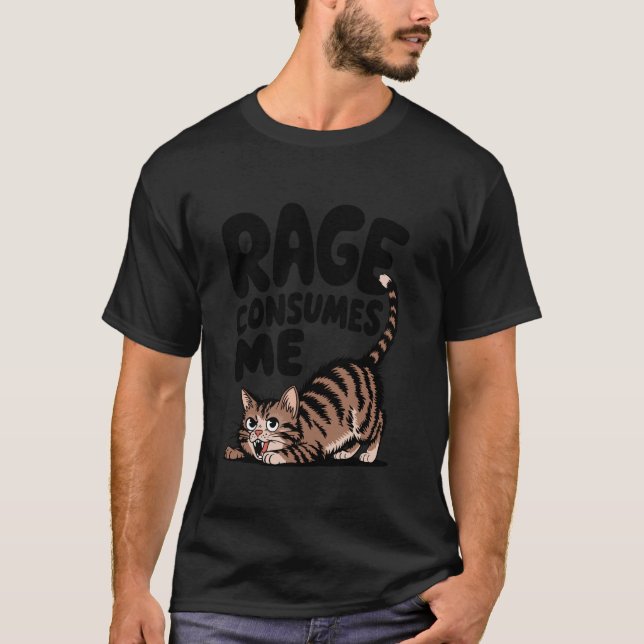 Ilska Förtärar Mig Roligt Katt Meme T Shirt (Framsida)