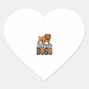Ilska Hundar Vintage Bulldog Typografi Design_1 Hjärtformat Klistermärke