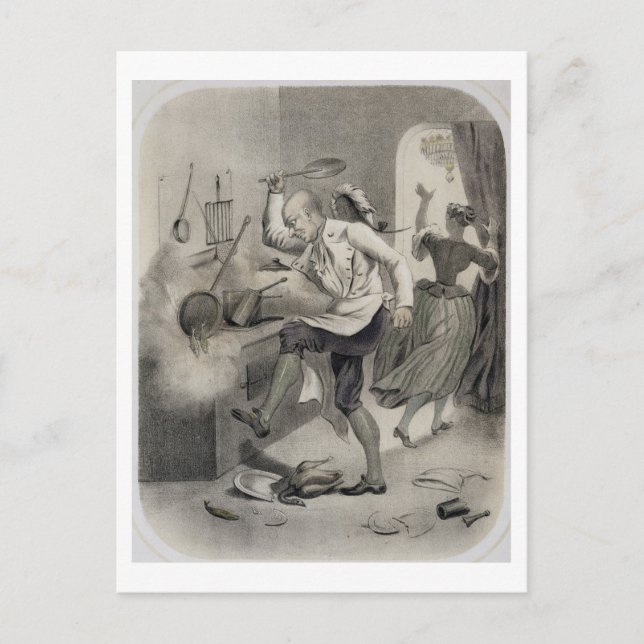 Ilska i köket, från en serie avtryck vykort (Framsida)