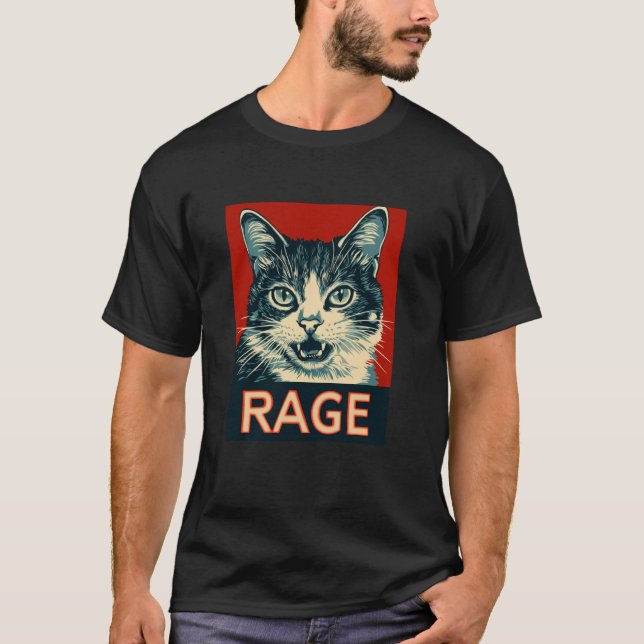Ilska Katt T Shirt  Rollig Katt Grafisk Tee (Framsida)