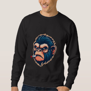 Ilska Monkey Grafisk Tröja för Män Lång Ärmad Tröja