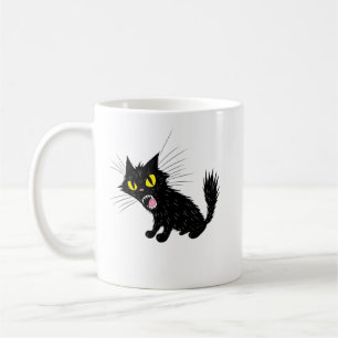 Ilska Svart Katt Tecknad T-Shirt Kaffemugg