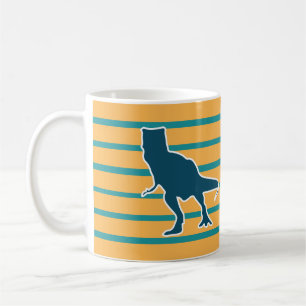 Ilska T-Rex dinosaur gul och blå Kaffemugg