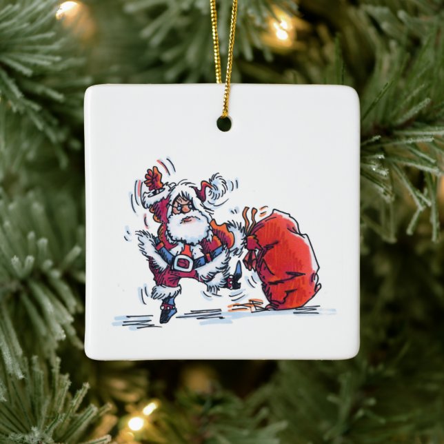 Ilska tomte fyrkantig keramisk prydnad julgransprydnad keramik (Träd)