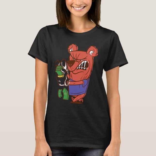 ilsken björn som räknar pengar t shirt (Framsida)