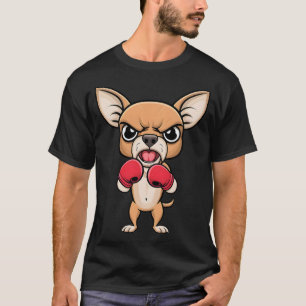 Ilsken chihuahua hund med boxningshandskor Roligt T Shirt