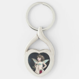 Ilsken Cupid Twisted Heart Silverfärgad Nyckelring