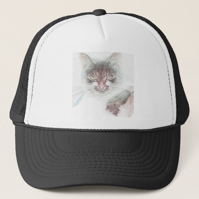 Ilsken Cute Cate Ansikts Skiss Keps (Framsida)