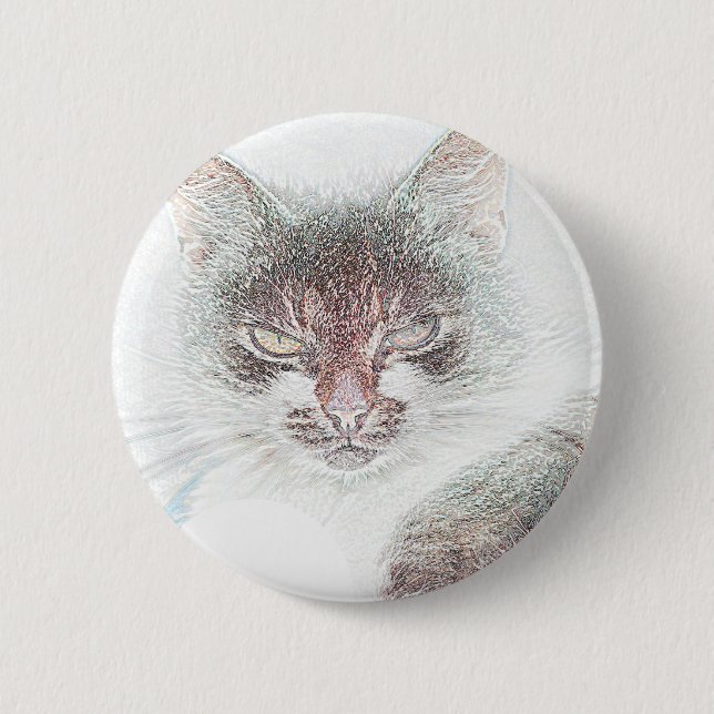 Ilsken Cute Cate Ansikts Skiss Knapp (Framsida)