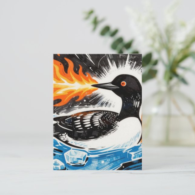 Ilsken eldsprutande MN-loon som smälter islake  Vykort (Stående Fram)