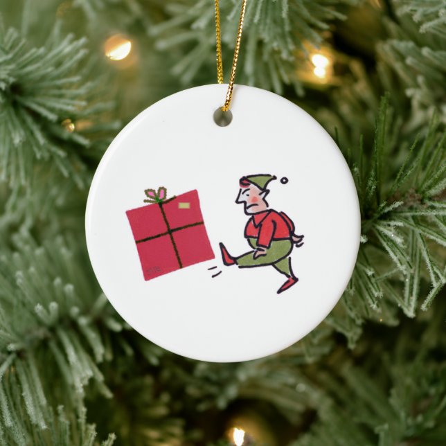 Ilsken Elf rund keramisk prydnad Julgransprydnad Keramik (Träd)