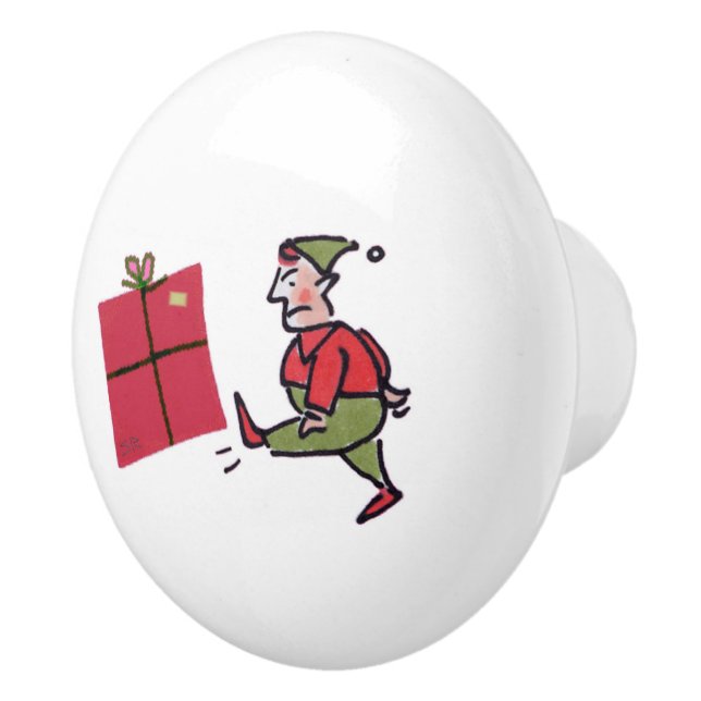 Ilsken Elf vit keramisk knopp (Höger)