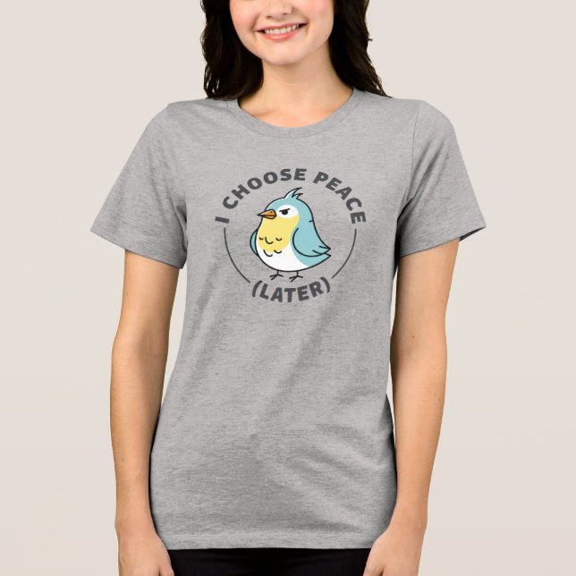 Ilsken Fågel Jag Väljer Fred Sen T Shirt (Framsida)