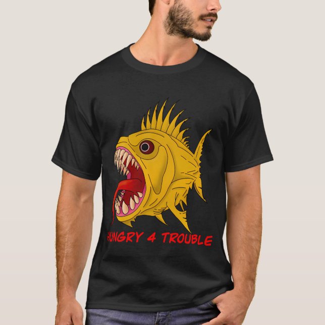 Ilsken Fisk - Hungrig Efter Trubbel T Shirt (Framsida)