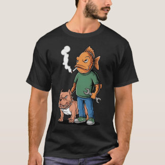Ilsken fiskmekaniker & Pitbull - Edgy antropomorf T Shirt