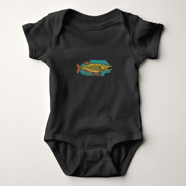 Ilsken Gädda, Fånga Stora Rovfiskar T Shirt (Framsida)