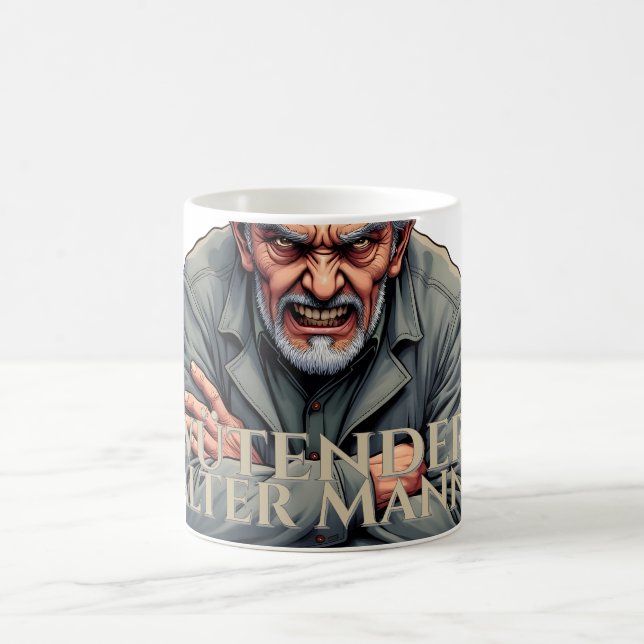 Ilsken gammal man – Cartoon-illustration Kaffemugg (Center)