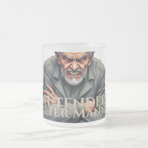 Ilsken gammal man – Tecknad illustration Frostad Glasmugg
