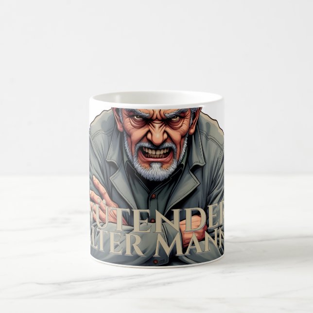 Ilsken gammal man – Tecknad illustration Magisk Mugg (Center)