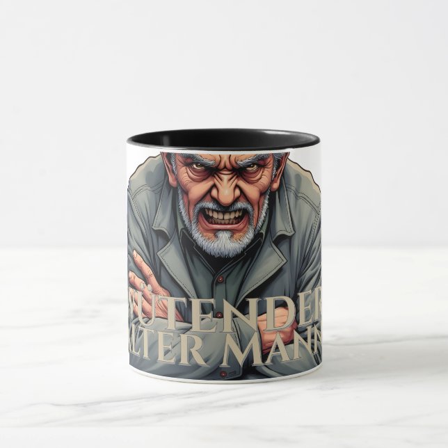 Ilsken gammal man – Tecknad illustration Mugg (Center)