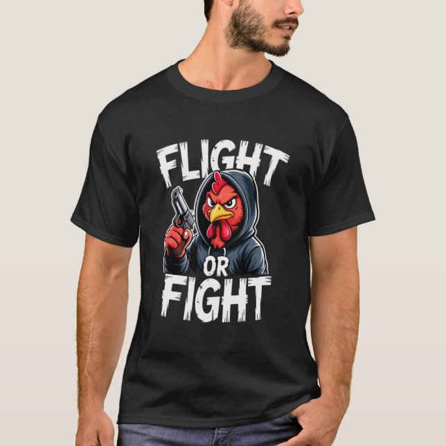 Ilsken Gangsterkyckling Flykt- eller Stridsrespons T Shirt (Framsida)