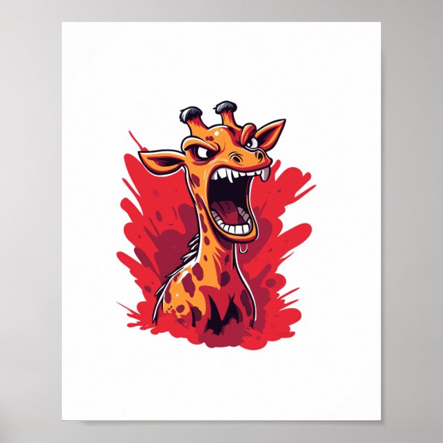 Ilsken Giraff Grafik Rolig Giraff Kawaii   Poster (Framsidan)