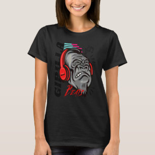 Ilsken Girilla Musik Njut av Beats Grafisk Apa Ani T Shirt