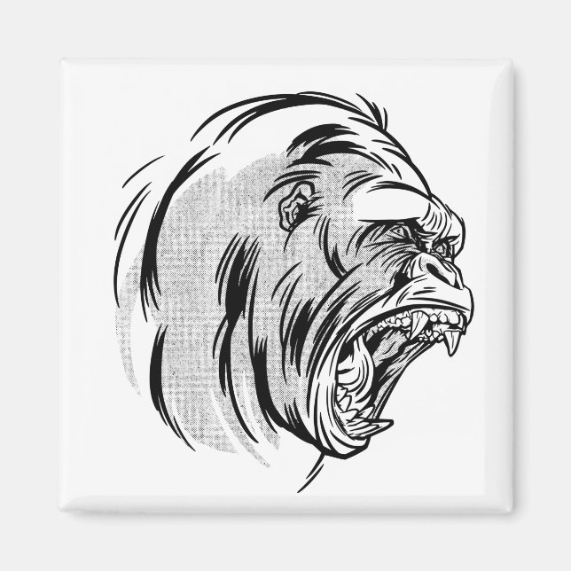 Ilsken Gorilla Djungelns Kung Design Magnet (Framsidan)