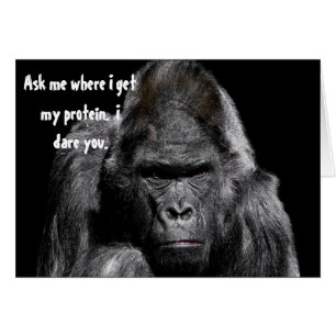 Ilsken Gorilla Frågar Mig Protein Vegansk Rolig Hu Hälsningskort