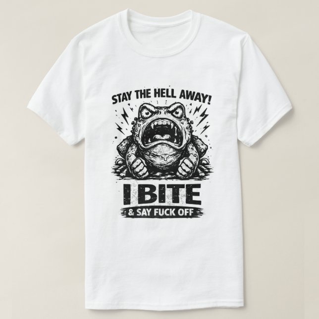 Ilsken Groda Håll Dig Borta Jag Bits Rolig design T Shirt (Design framsida)
