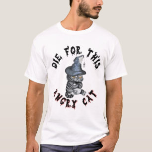 Ilsken Häxa Halloween Gothic Katt T Shirt