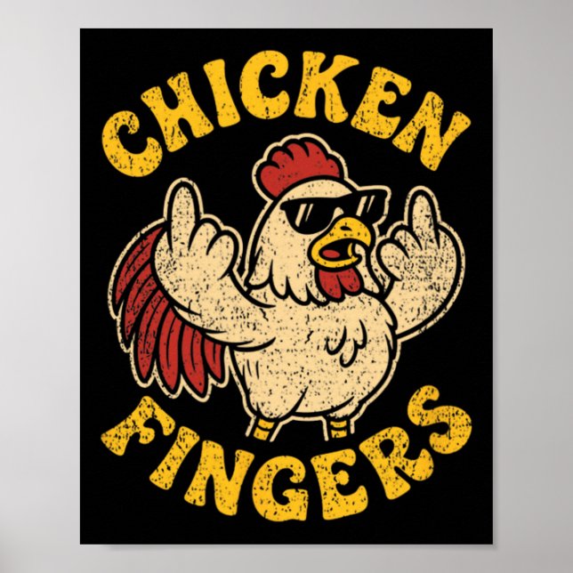 Ilsken höna som vänder på medelfingret Pun Cluc Poster (Framsidan)