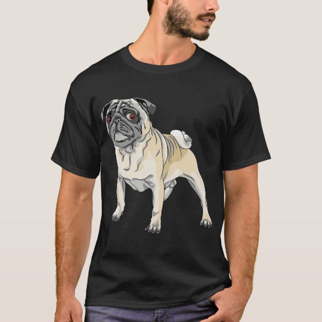 ilsken hund fawn mops ras t shirt (Framsida)