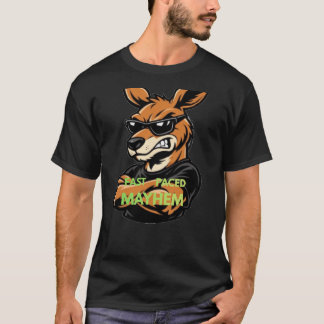 Ilsken känguru med solglasögon, snabb och kaotisk t shirt