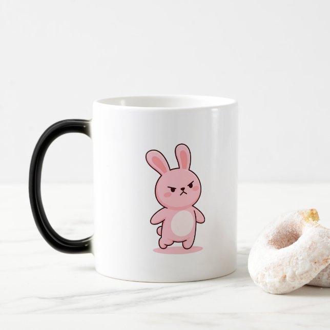 Ilsken kanin minimal kawaii-stil magisk mugg (Med munk)