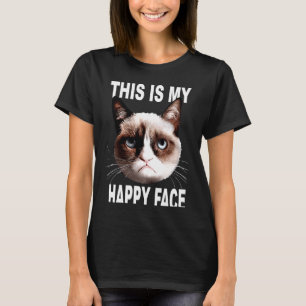 Ilsken katt Det här är min glada ansikte Sarksatis T Shirt