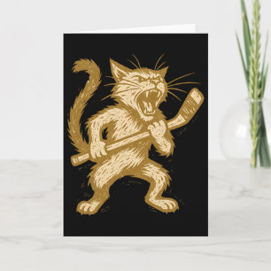 Ilsken Katt Hockey Retro Is Byttle Kattdjur Sport Kort